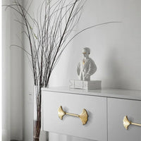 Ginkgo Leaf Brass Cabinet Door Handle Creative Personality Solid Wardrobe Nordic Gold Drawer Cabinet Handle Home Hardware-Letifly Lights and Decor