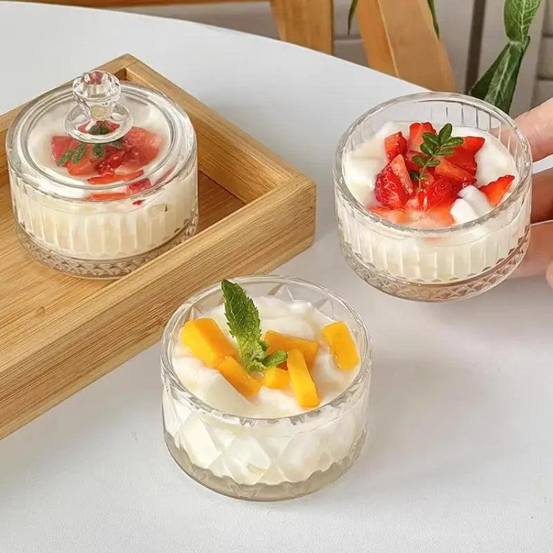 1pc Elegant Glass Ice Cream Dessert Cups With Lids - Perfect For Pudding, Yogurt, And Gelato - Ideal For Home & Commercial Use-Letifly Lights and Decor