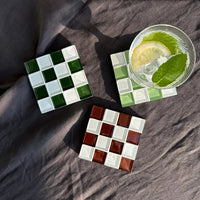 Pixel Checkered Tile Coasters