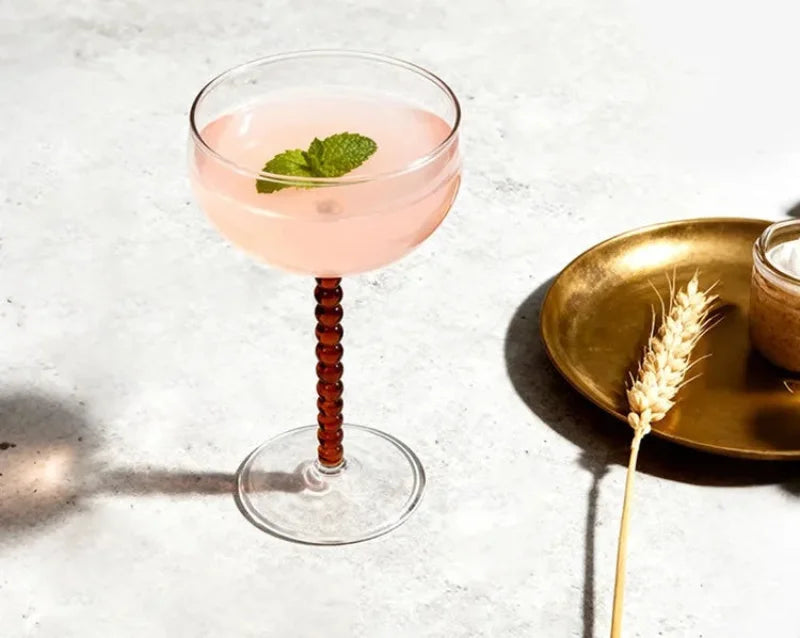 200ml Elegant Champagne Coupes Yellow Amber Green Purple Black Beaded Stem Glass Goblet Cocktail Glass Cup Beverage Drinkware-Letifly Lights and Decor