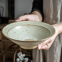 KINGLANG Hand Made Bowl Ceramic Deep Bowl Creative Round Noodle Bowl Dishes Ramen Soup Dumpling Bowls-Letifly Lights and Decor