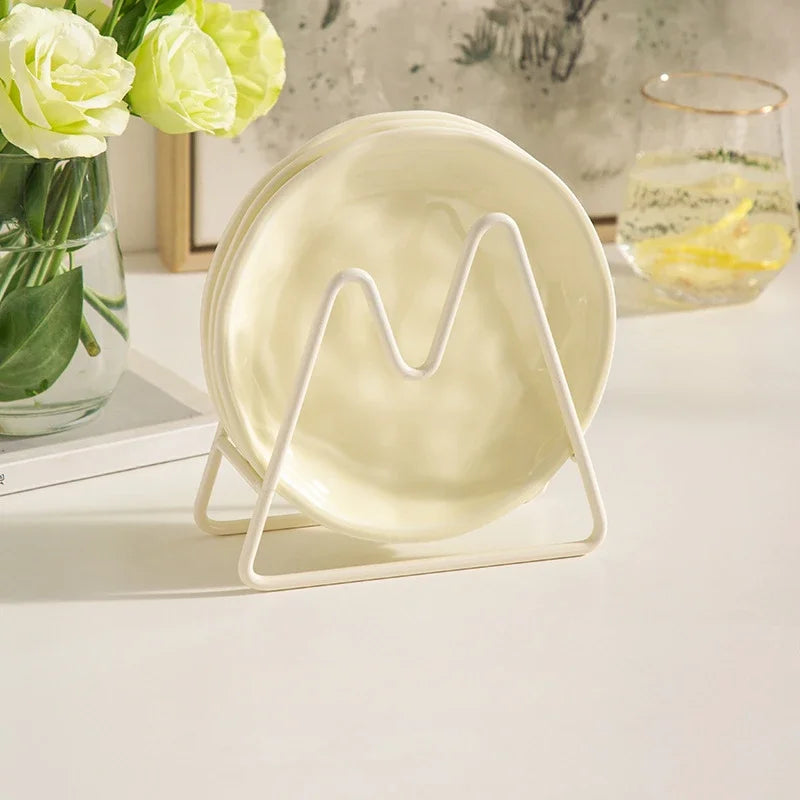Luna Creme Pastel ceramic snack plates wavy edge hand-glazed modern dish set