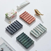 1pcs Natural Marble Soap Dish Natural Antique Wood Grain Soap Box Retro Red Soap Holder Home Decoration Bathroom Accessories-Letifly Lights and Decor