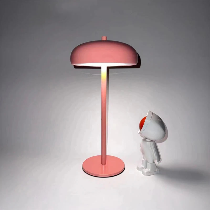 Rechargeable LED table lamp with touch dimmer portable bedside night light dome design