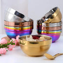 Small&Big Stainless Steel Chinese Rainbow Round Bowl Rice Soup Double Hot Insulation Container Noodle Bowl Kitchen Tableware-Letifly Lights and Decor