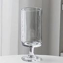 Footed glass cup vertical ribbed clear tall pedestal iced coffee juice cocktail wine elegant