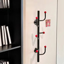 Wall-mounted coat rack with ball hooks, vertical organizer with 4 or 6 hooks