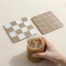 2Pcs Square Mosaic Glass Coaster Set, Heat Resistant Drink Cup Mats, Non-Slip Cork Base Table Protection Mat, Modern Minimalist-Letifly Lights and Decor