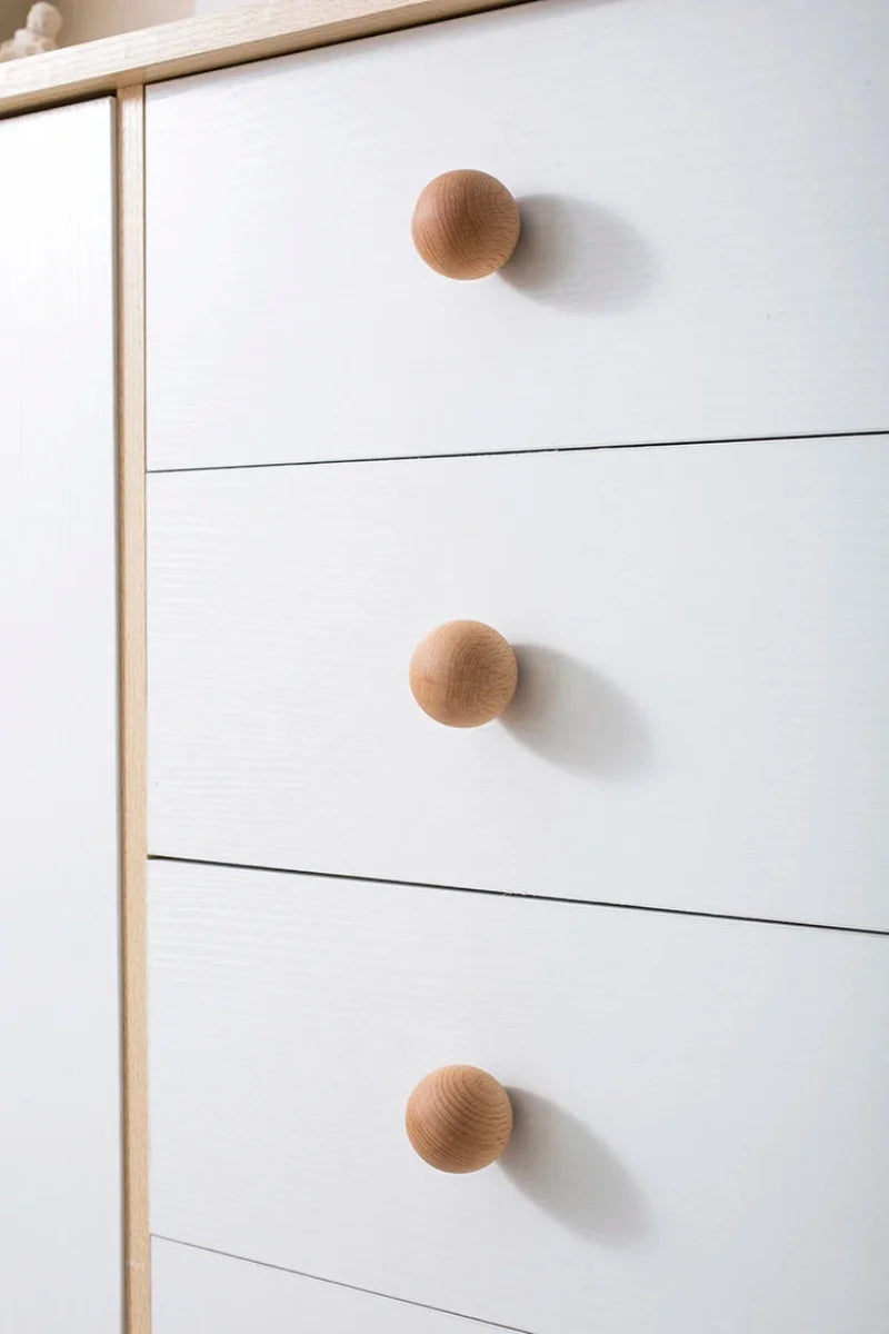 Ball Knob Drawer Pulls Natural Walnut / Ash / Beech Decor Ball Kitchen Cabinet Handles Simple Wooden Furniture Hardware-Letifly Lights and Decor