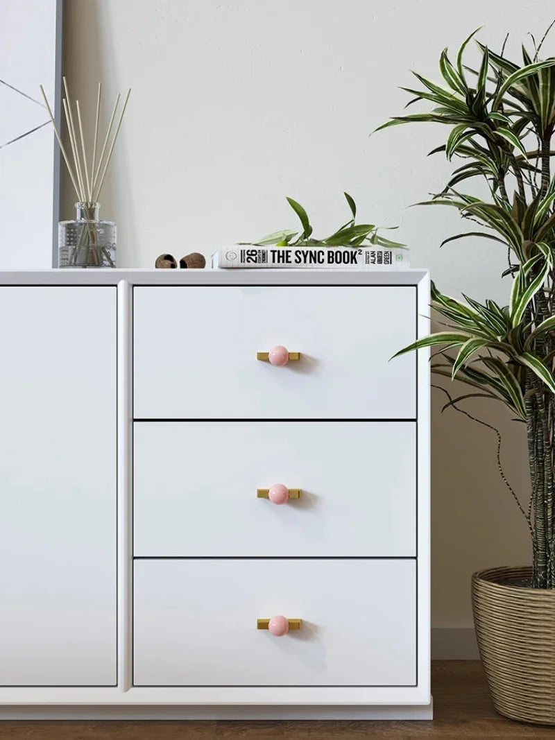 New Light Luxury Cabinet Door Handle High End Brass Wardrobe Handle Natural Crystal Ball Shoe Cabinet Drawer Long Handle-Letifly Lights and Decor