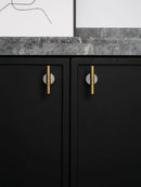 Tinyhob Natural Green Marble Brass Furniture Knob with Plate / Handles for Cabinets and Drawers Knobs Wardrobe Pulls-Letifly Lights and Decor