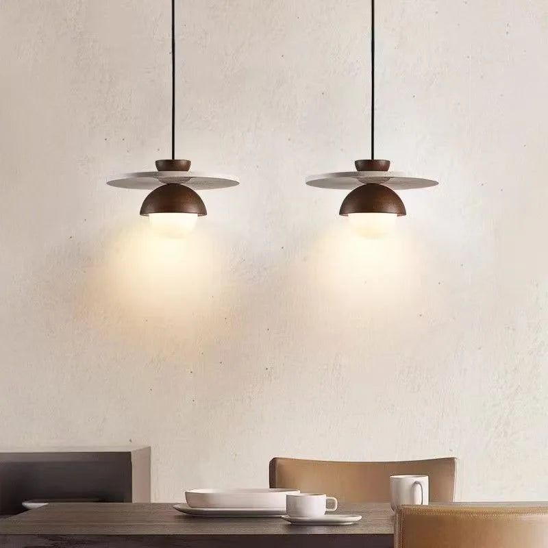 Scandinavian Modern Walnut Wood LED Pendant Light Creative for Bedroom Bedside Ambient Lighting Lamp Ceiling Light Led Lamp-Letifly Lights and Decor