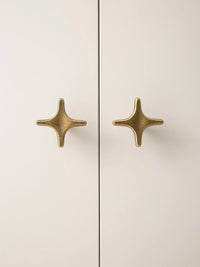 Letifly Lights & Decor - Crossbeam Brass Knobs - Sculptural Brass Cabinet Knobs Cross Shape Antique Gold Black Polished Chrome Hardware