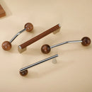 Furniture Hardware Nordic Art Handle/walnut Wood+Brass Handles and Knobs Drawer Pulls Kitchen Cabinet Knobs-Letifly Lights and Decor