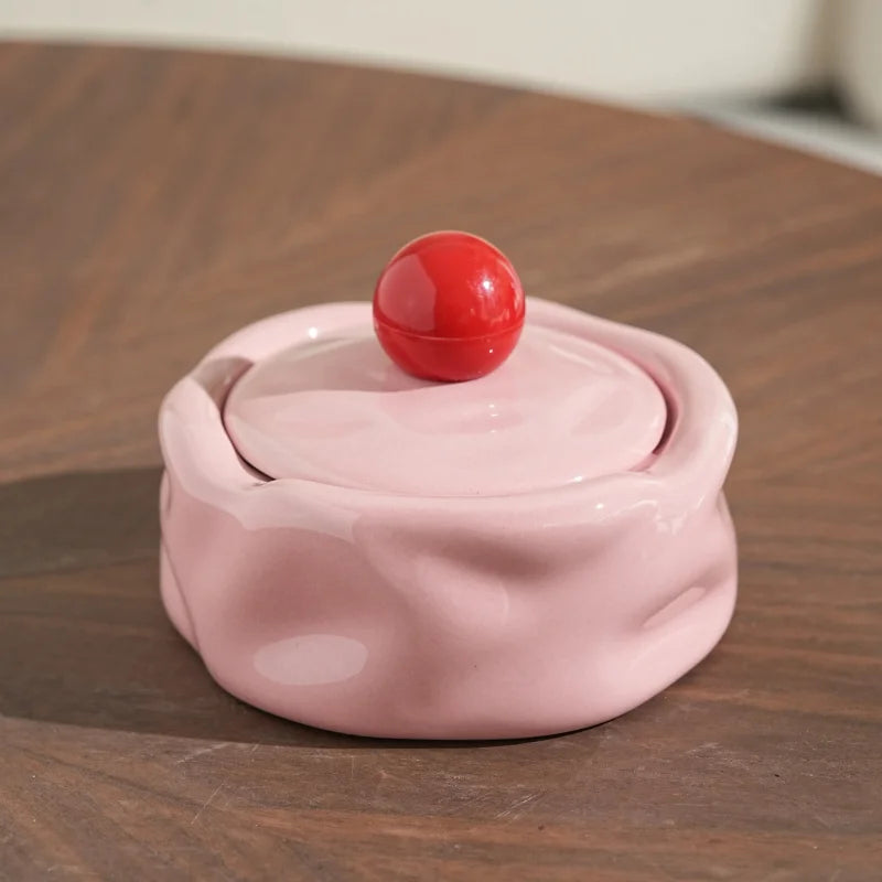 Colorful Ceramic Ashtray Living Room Desktop Fly Ash Storage Box Irregular Circular Ashtray Home Decoration Accessories Ashtray-Letifly Lights and Decor