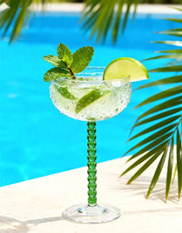 200ml Elegant Champagne Coupes Yellow Amber Green Purple Black Beaded Stem Glass Goblet Cocktail Glass Cup Beverage Drinkware-Letifly Lights and Decor