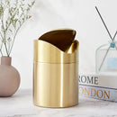304 Mini Countertop Brushed Stainless Steel Swing Lid Trash Can Set, 1.5 L / 0.40 Gal,Desktop gold trash can-Letifly Lights and Decor