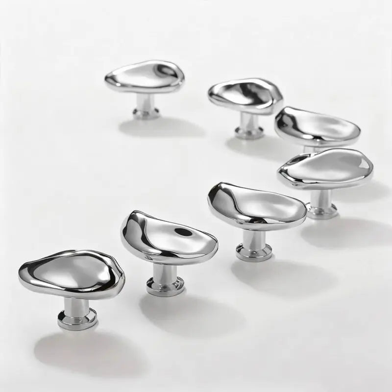 Letifly Lights & Decor - Molten Pebble Cabinet Knob - Sculptural Metal Cabinet Hardware in Brass Chrome and Satin Nickel