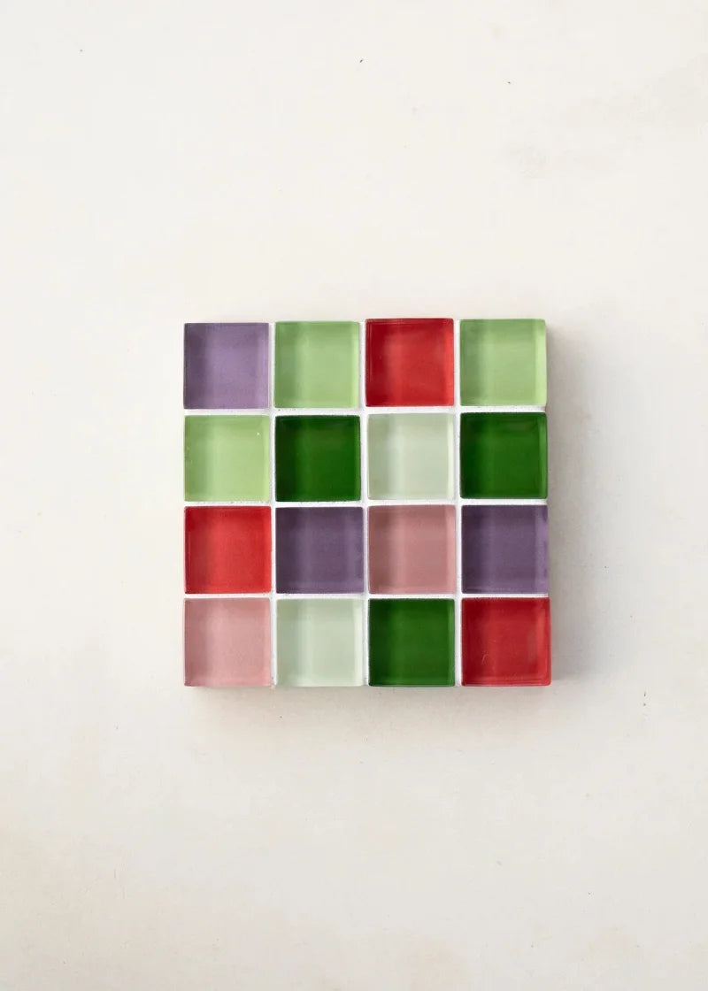 Glass Tile Coaster Drink Mosaic Coaster Square Coaster Colorful Home Decor Housewarming Gift Birthday Gifts-Letifly Lights and Decor