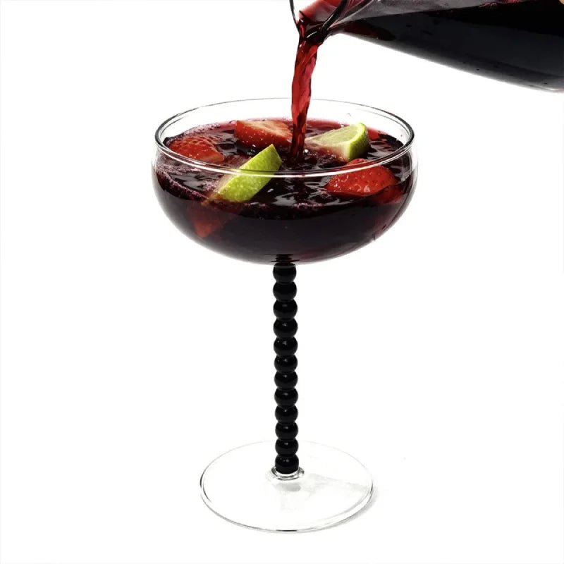 200ml Elegant Champagne Coupes Yellow Amber Green Purple Black Beaded Stem Glass Goblet Cocktail Glass Cup Beverage Drinkware-Letifly Lights and Decor