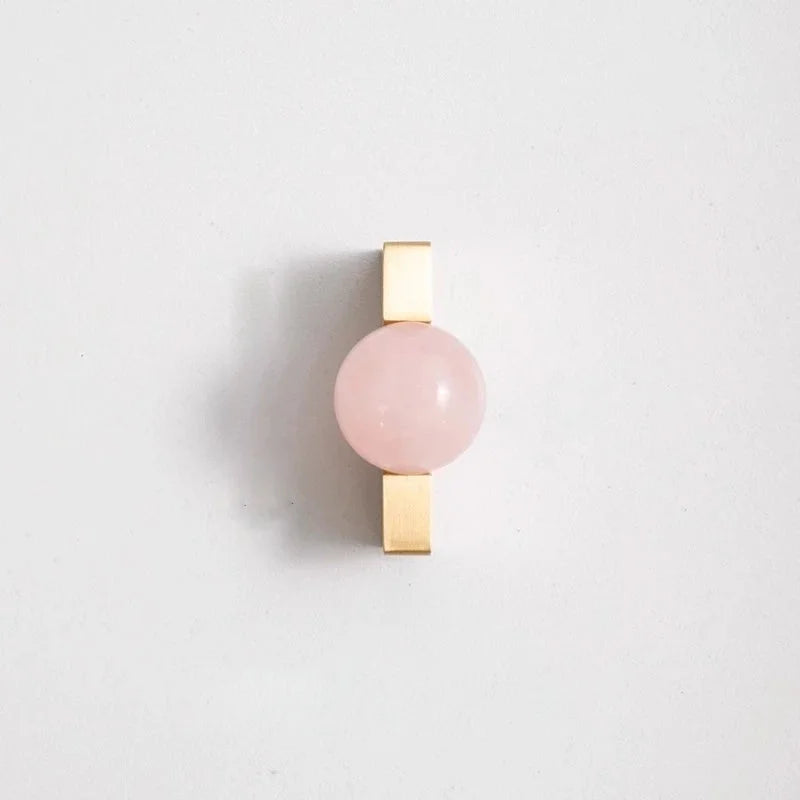 New Light Luxury Cabinet Door Handle High End Brass Wardrobe Handle Natural Crystal Ball Shoe Cabinet Drawer Long Handle-Letifly Lights and Decor