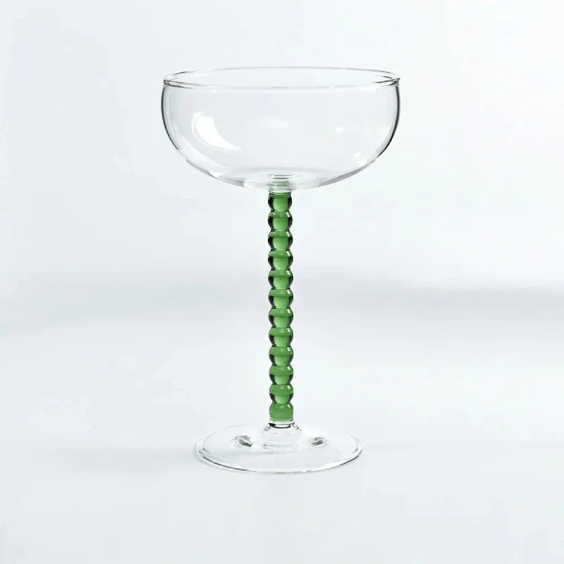 200ml Elegant Champagne Coupes Yellow Amber Green Purple Black Beaded Stem Glass Goblet Cocktail Glass Cup Beverage Drinkware-Letifly Lights and Decor