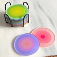 5pcs Acrylic Anti Slip Coaster Porta Vasostable Mat Cup Holders Gradient Color Cocinas Accesorios Kitchen Drink Coasters-Letifly Lights and Decor