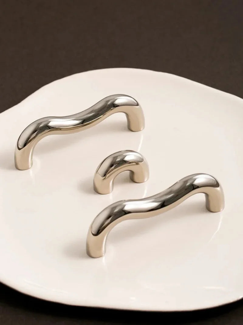 European Minimalist Brass Furniture Handle Cabinet Bar Pulls Bedroom Dresser Bedside Handle Bright Nickel Door Handle Pull-Letifly Lights and Decor