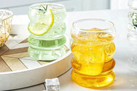 Leeseph 4Pcs Creative Glass Cups Coffee Mug Vintage Drinking Glasses Ribbed Glassware Aesthetic Cups with Straws Set-Letifly Lights and Decor