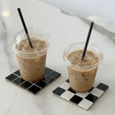 2Pcs Square Mosaic Glass Coaster Set, Heat Resistant Drink Cup Mats, Non-Slip Cork Base Table Protection Mat, Modern Minimalist-Letifly Lights and Decor