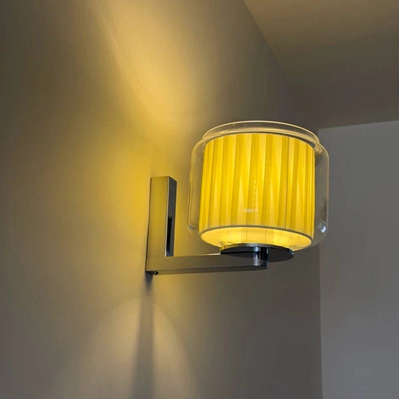 Medieval Bauhaus Bedroom Bedside Wall Lamps Fabric Glass Lamp LED Spanish Light Luxury Living Room Corridor Aisle Wall Lights-Letifly Lights and Decor