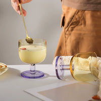 Colored Glass Dessert Coupe Jelly Style Translucent Stem Ice Cream Cup Modern Tableware