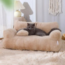 Non-slip Soft plush pet sofa with thick cushion anti-slip base and pillow