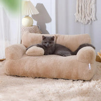 Non-slip Soft plush pet sofa with thick cushion anti-slip base and pillow