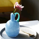 Single Ear Glass Vase Single Handle Retro Modern Home Decor Table Accent for Flowers or Hydroponics