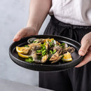 Ceramic Matte Glazed Dinnerware collection textured ceramic tableware ribbed pattern minimalist plates bowls