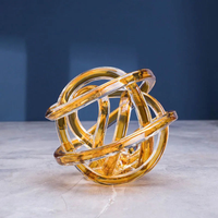 Handcrafted twisted coil glass sculpture minimalist desk decoration