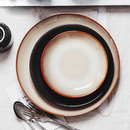 Vibrant glaze ceramic shallow plates contrast plates vintage dinnerware