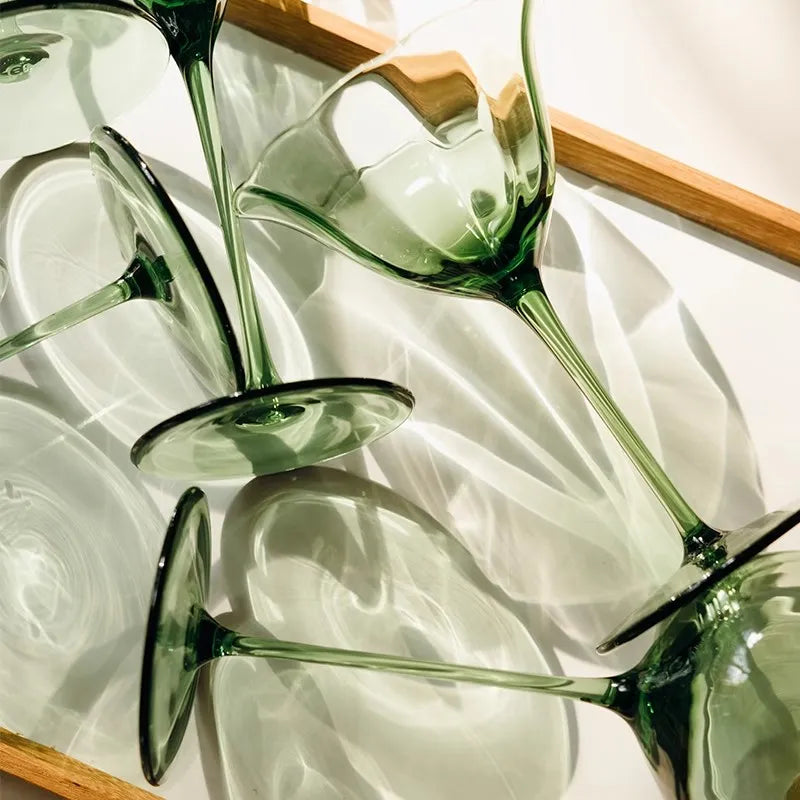 Vintage Green Wine Glass