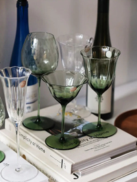 Vintage Green Wine Glass