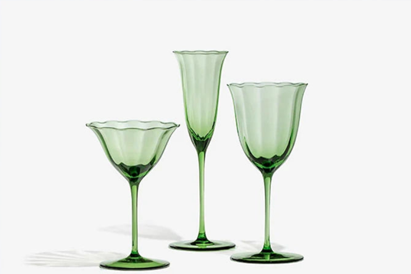 Vintage Green Wine Glass