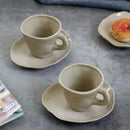 Handmade irregular ceramic cup and saucer set neutral beige coffee and tea mug set
