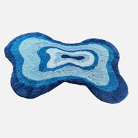 Tufted Bath Mat Optic design blue monochrome