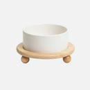 pet feeding bowl ceramic bowls with elevated wooden stand large capacity