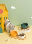 pet feeding bowl ceramic bowls with elevated wooden stand large capacity