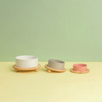 pet feeding bowl ceramic bowls with elevated wooden stand large capacity