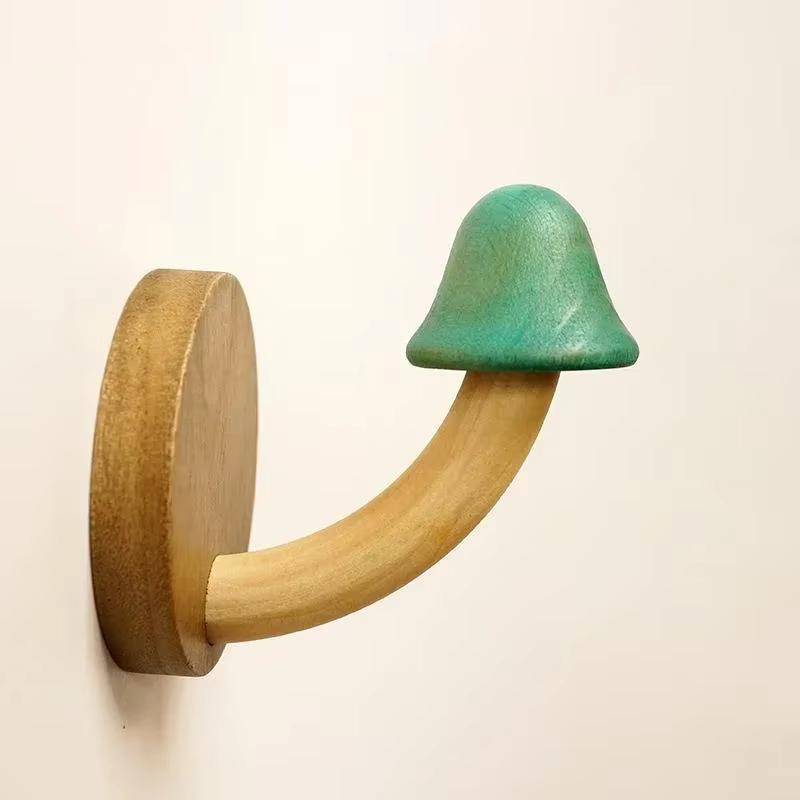 colorful wooden mushroom wall hooks for kids room nursery entryway towel bag coat hanging set with screws