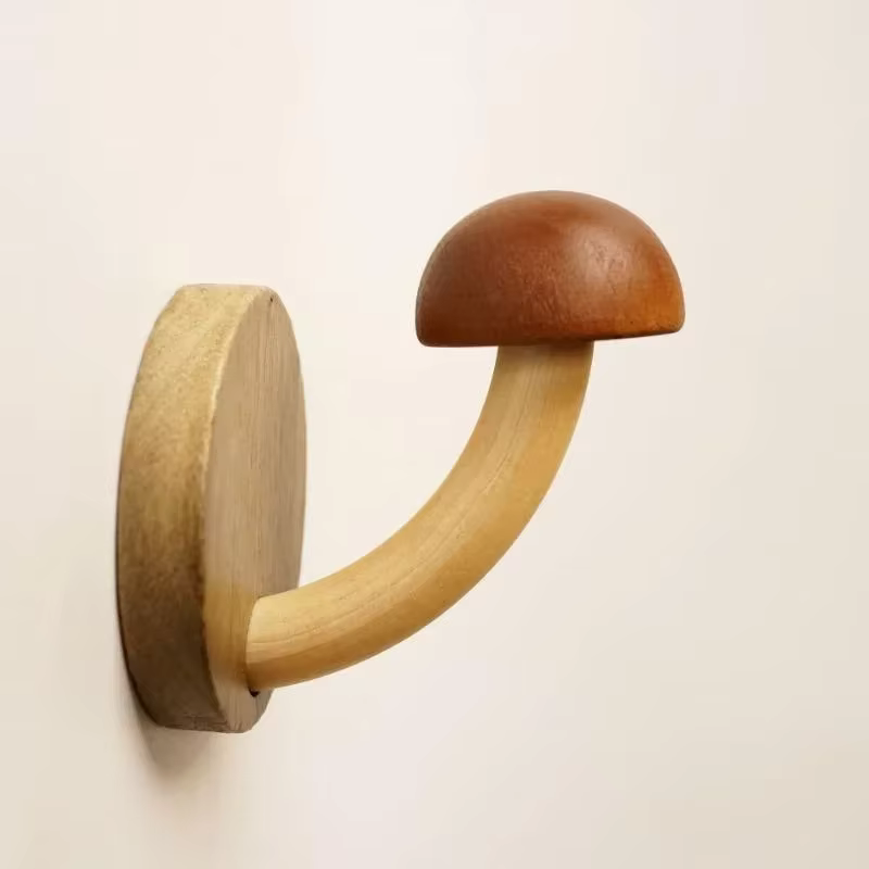 colorful wooden mushroom wall hooks for kids room nursery entryway towel bag coat hanging set with screws