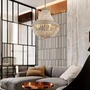 Rustic pendant lamp with wooden beads vintage style