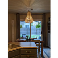 Rustic pendant lamp with wooden beads vintage style